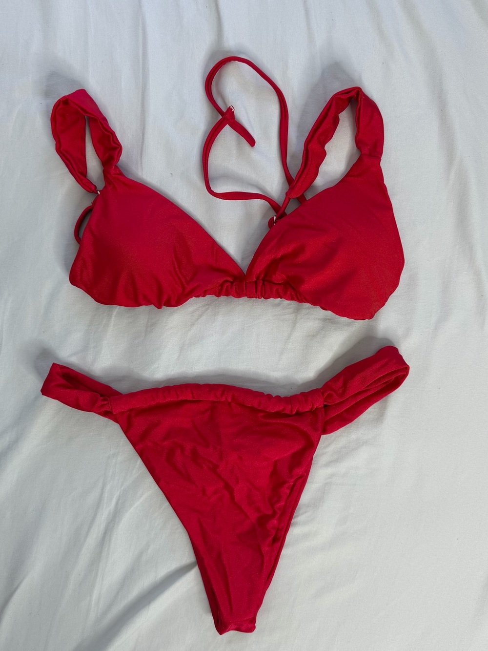 SHEIN Red Bikini Set - Triangle Top & High Cut Bottom